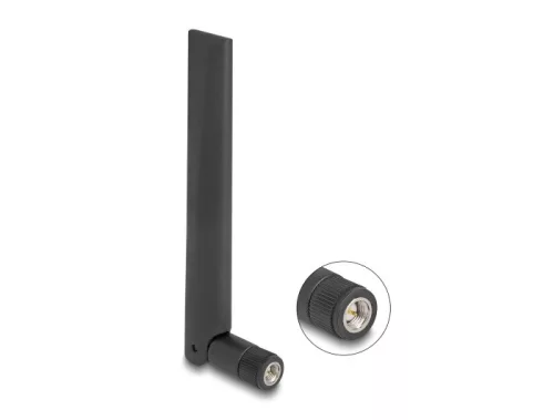 Delock WiFi 6E antenna SMA-dugó 3 dBi irányított, csuklós csatlakozó, fekete (DL-88399)