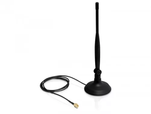 Delock SMA WLAN 4 dBi Antenna mágneses állvánnyal és hajlékony szerkezettel (DL-88413)