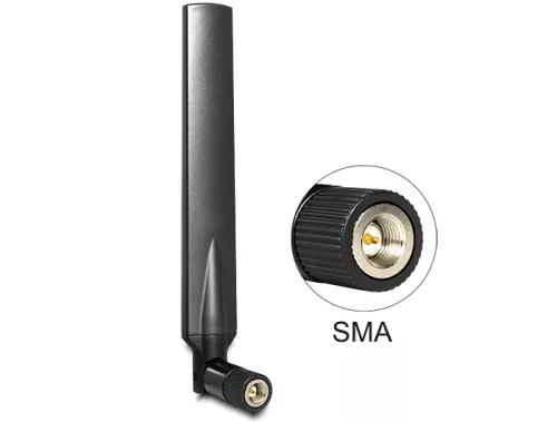 Delock LTA antenna SMA sáv 1/3/7/20 -5 ~ -2.8 dBi mindenirányú, csuklós, fekete (DL-88451)
