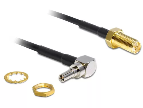 Delock adapter CRC-9 dugó 90  > RP-SMA Jack, 200 mm (DL-88465)