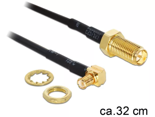 Delock MMCX csatlakozódugó > RP-SMA Jack adapter, 320 mm (DL-88472)