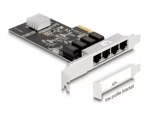 Delock PCI Express x4 kártya 4 x RJ45 Gigabit LAN RTL8111 (DL-88618)