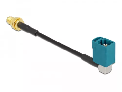 Delock Antennakábel FAKRA Z csatlakozó 90  és SMA csatlakozó válaszfal RG-174 10 cm-es csatlakozója (DL-88725)