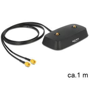   Delock SMA dugó > SMA jack alapon LTE MIMO, 1 m, fekete, alacsony csillapítás (DL-88739)