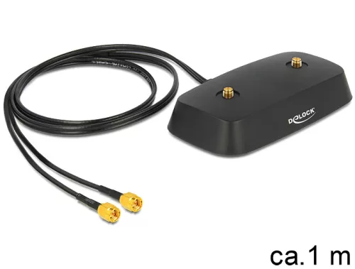 Delock SMA dugó > SMA jack alapon LTE MIMO, 1 m, fekete, alacsony csillapítás (DL-88739)