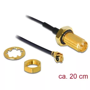   Delock antenna kábel RP-SMA csatlakozóelem> MHF /U.FL-LP-068 Kompatibilis dugó 200 mm 1.13 Menet hos (DL-88746)
