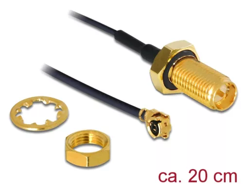 Delock antenna kábel RP-SMA csatlakozóelem> MHF /U.FL-LP-068 Kompatibilis dugó 200 mm 1.13 Menet hos (DL-88746)