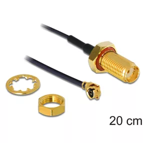   Delock antenna kábel SMA csatlakozó válaszfal> MHF /U.FL-LP-068 kompatibilis dugó 200 mm 1.13 menetv (DL-88747)