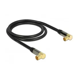   Delock 90 -s koax (IEC) dugó - 90 -s koax (IEC) aljzat kábel, 1m, fekete RG6/U (DL-88781)