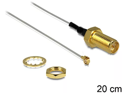 Delock antenna kábel RP-SMA jack bulkhead > MHF II/U.FL-LP(V)-040 kompatibilis csatlakozó, 200 mm (DL-88810)