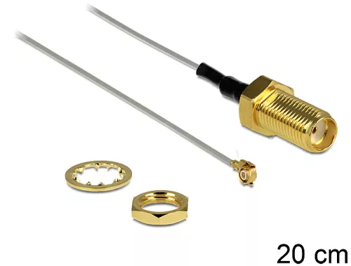 Delock antenna kábel SMA jack bulkhead > MHF II/U.FL-LP(V)-040 kompatibilis csatlakozó, 200 mm 0.81 (DL-88811)