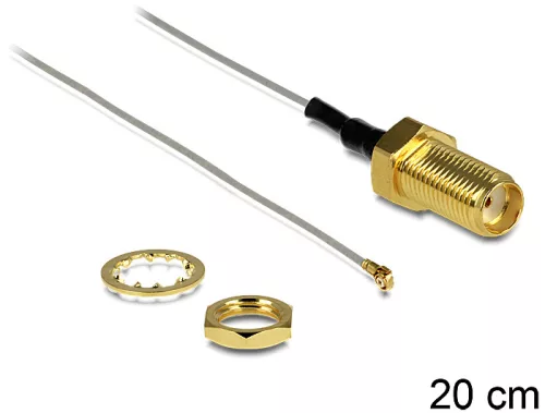 Delock antenna kábel SMA jack bulkhead > MHF III/U.FL-LP-040 kompatibilis csatlakozó, 200 mm 0.81 (DL-88812)