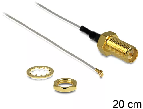 Delock antenna kábel RP-SMA jack bulkhead > MHF III/U.FL-LP-040 kompatibilis csatlakozó, 200 mm 0.81 (DL-88813)