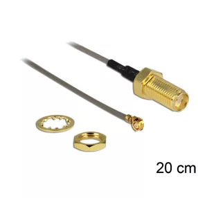   Delock antenna  kábel SMA Jack Bulkhead > MHF/U.FL-LP-088 kompatibilis csatlakozó, 200 mm, 1.37 (DL-88816)