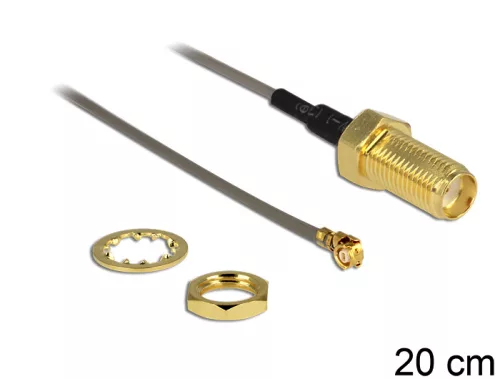 Delock antenna  kábel SMA Jack Bulkhead > MHF/U.FL-LP-088 kompatibilis csatlakozó, 200 mm, 1.37 (DL-88816)