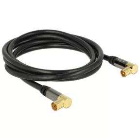   Delock Antennakábel IEC(koax)-dugó 90  > IEC (koax)-hüvely 90  RG-6/U 2 m fekete (DL-88865)