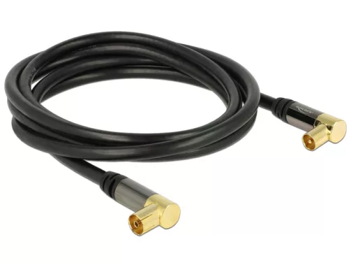 Delock Antennakábel IEC(koax)-dugó 90  > IEC (koax)-hüvely 90  RG-6/U 2 m fekete (DL-88865)