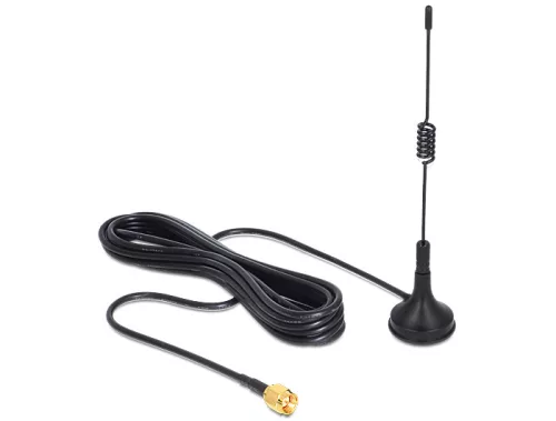 DELOCK ISM 433 MHz antenna SMA 3 dBi mindenirányú, mágneses talp - fekete (DL-88877)