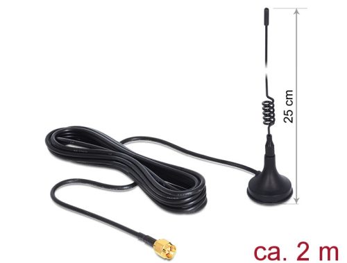 Delock GSM / UMTS antenna SMA dugó 3 dBi irányított fekete mágneses alap fekete