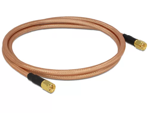 Delock antennakábel 2db SMA dugó csatlakozóval, alacsony veszteségű, RG-142, 1m (DL-88895)