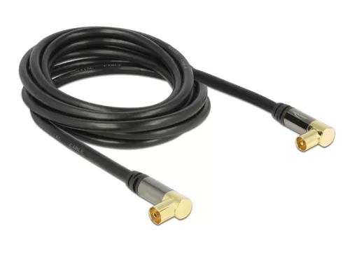 Delock Antennakábel IEC (koax)-dugó 90  > IEC (koax)-hüvely 90   RG-6/U 3 m fekete (DL-88916)