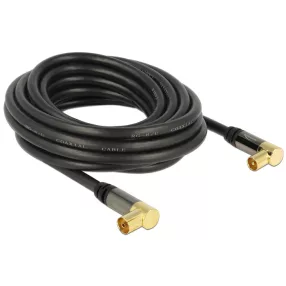   Delock Antennakábel IEC (koax)-dugó 90  > IEC(koax)-hüvely 90   RG-6/U 5 m fekete (DL-88917)