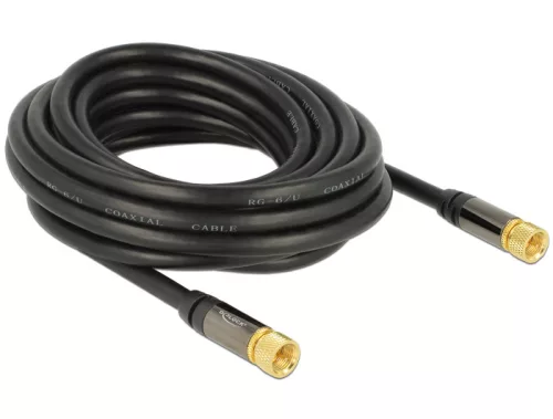 Delock Antennakábel F-csatlakozóval > F-csatlakozóval RG-6/U 5 m fekete (DL-88921)