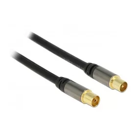   Delock antennakábel IEC (koax) dugó - IEC (koax) aljzat, RG6/U, 1m, fekete (DL-88922)