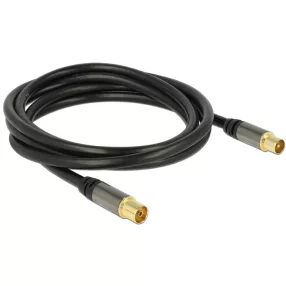   Delock Antenna kábel IEC(koax) dugó > IEC(koax) aljzat 2 m fekete (DL-88923)