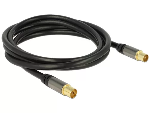 Delock Antenna kábel IEC(koax) dugó > IEC(koax) aljzat 2 m fekete (DL-88923)