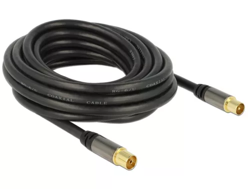 Delock Antennakábel IEC(koax)-dugó > IEC(koax)-hüvely RG-6/U 5 m fekete (DL-88925)