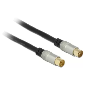   Delock antennakábel IEC dugó > IEC jack RG-6/U Quad Shield 1 m Fekete prémium (DL-88945)