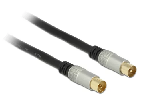 Delock antennakábel IEC dugó > IEC jack RG-6/U Quad Shield 1 m Fekete prémium (DL-88945)
