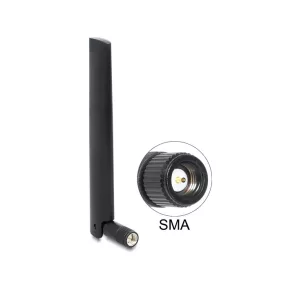   Delock LTE antenna (50 db) SMA -0,8 - 3,0 dBi mindenirányú, rugalmas csatlakozóval fekete ömlesztett (DL-88970)