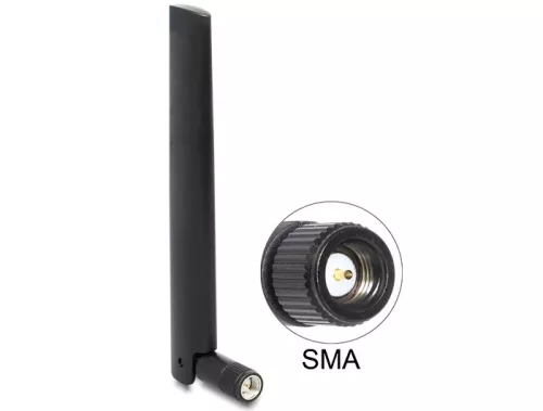 Delock LTE antenna (50 db) SMA -0,8 - 3,0 dBi mindenirányú, rugalmas csatlakozóval fekete ömlesztett (DL-88970)