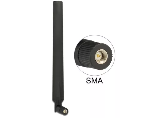 Delock LTE Antenna SMA 0 ~ 4 dBi mindenirányú Forgatható rugalmas csatlakozóval fekete (DL-88976)