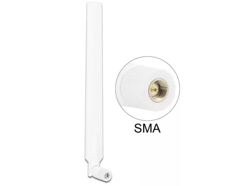 Delock LTE antenna SMA 0 ~ 4 dBi mindenirányú forgatható rugalmas csatlakozással fehér (DL-88977)