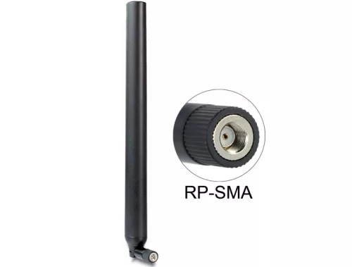 Delock WLAN antenna RP-SMA 802.11 ac/a/h/b/g/n 5,5 ~ 9 dBi mindenirányú csatlakozó Fekete (DL-88991)