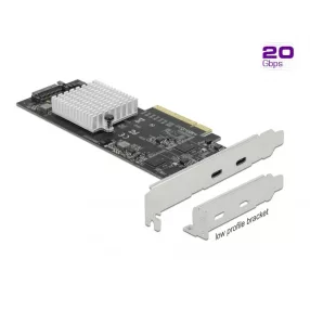   Delock PCI Express x8 Kártya - 2 x külső SuperSpeed USB 20 Gbps (USB 3.2 Gen 2x2) USB Type-C  hüvely (DL-89009)