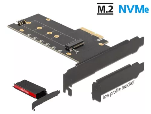 Delock PCI Express x4-kártya - 1 x belső NVMe M.2 Key M hűtőbordával és RGB LED megvilágítással - al (DL-89013)