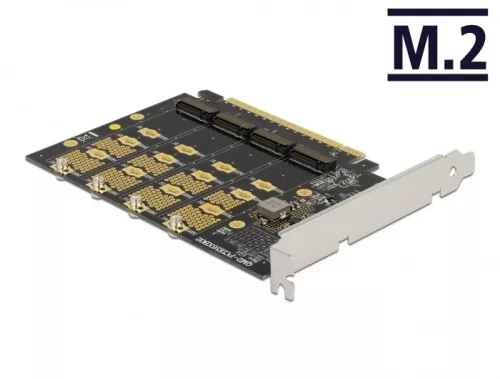 Delock PCI Express x16 kártya - 4 x belső NVMe M.2 Key M - elágazás (DL-89017)