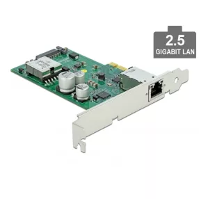   Delock PCI Express x1 kártya - 1 x 2,5 Gigabit LAN PoE+ Alacsony profilú formatényező (DL-89019)