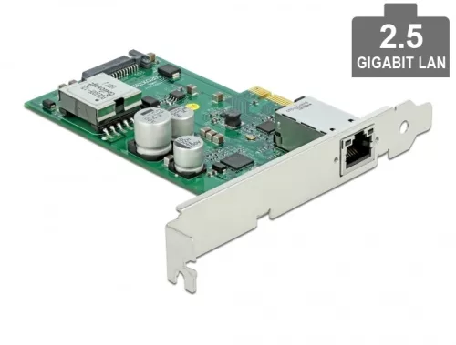 Delock PCI Express x1 kártya - 1 x 2,5 Gigabit LAN PoE+ Alacsony profilú formatényező (DL-89019)