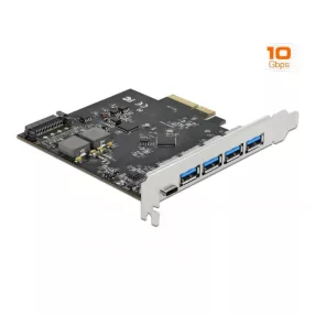   Delock PCI Express x4 Kártya - 1 x USB Type-C  + 4 x A-típusú USB - SuperSpeed USB 10 Gbps (DL-89026)