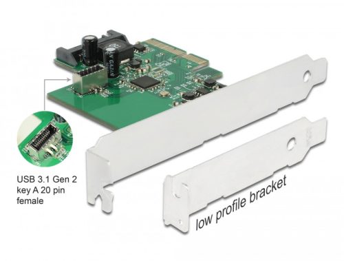 Delock PCI Express Kártya 1 x belső USB 3.2 Gen 2 Kulcs A, 20 tűs anya csatlakozó