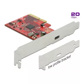   Delock PCI Express x4 Kártya - 1 x külső SuperSpeed USB 20 Gbps (USB 3.2 Gen 2x2) USB Type-C  hüvely (DL-89035)