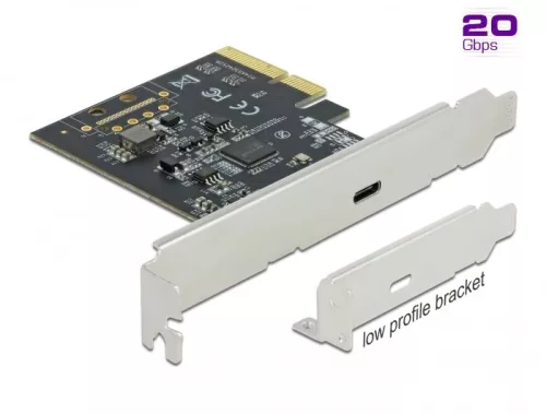 Delock PCI Express x4 Kártya - 1 x külső SuperSpeed USB 20 Gbps (USB 3.2 Gen 2x2) USB Type-C  hüvely (DL-89036)