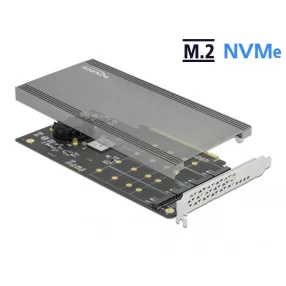   Delock PCI Express x16 kártya - 4 x belső NVMe M.2 M-kulcsok (DL-89044)
