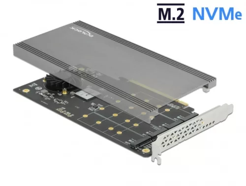 Delock PCI Express x16 kártya - 4 x belső NVMe M.2 M-kulcsok (DL-89044)