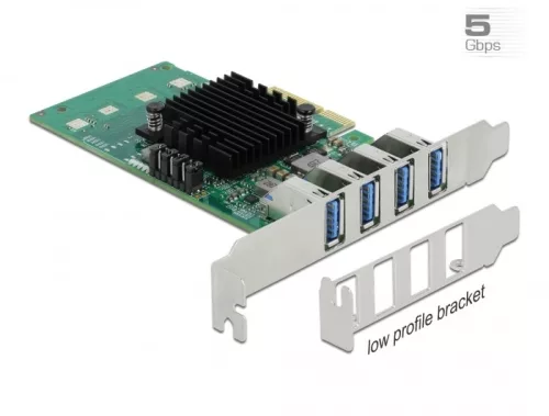Delock PCI Express x4 Kártya - 4 x Külső USB 3.0 Quad Channel - alacsony profilú formatényező (DL-89048)